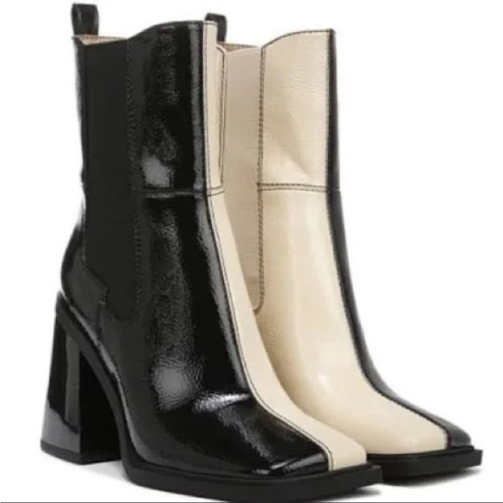 Circus by Sam Edelman Lauren Two-Tone Color Block Square Toe Heeled Boots